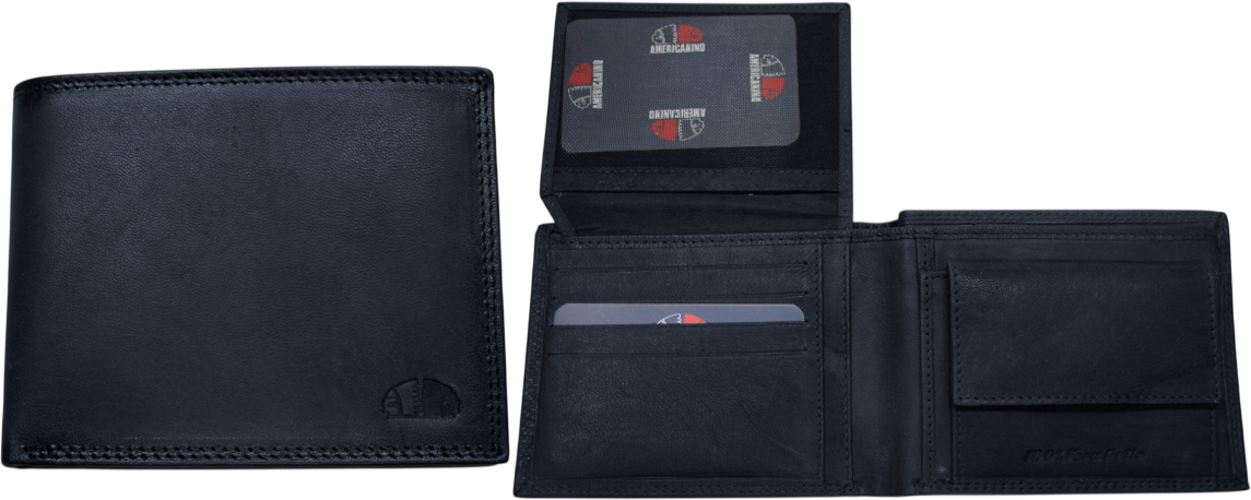 PDK487-1 PORTAFOGLIO UOMO AME BLU 100% VERA PELLE 12x9,5cm 52248