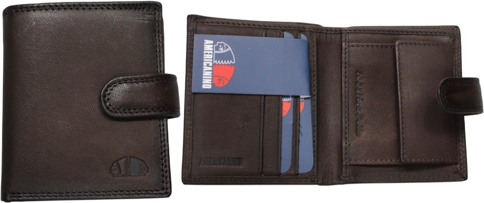 PDK487-27 PORTAFOGLIO UOMO AME TESTA MORO 100% VERA PELLE 10x8cm 52248