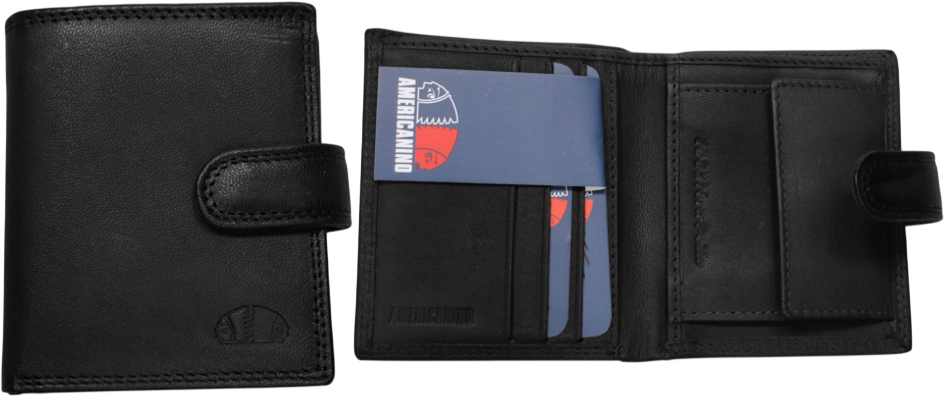 PDK487-27 PORTAFOGLIO UOMO AME NERO 100% VERA PELLE 10x8cm 52248