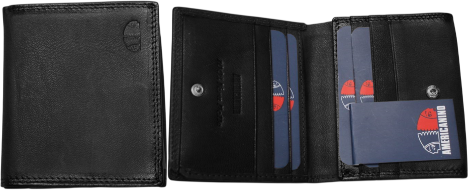 PDK487-93 PORTAFOGLIO UOMO AME NERO 100% VERA PELLE 10x9cm 52248
