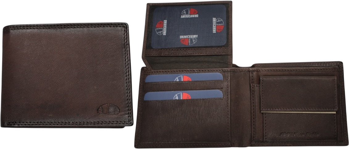 PDK487-9 PORTAFOGLIO UOMO AME TESTA MORO 100% VERA PELLE 11x9cm 52248