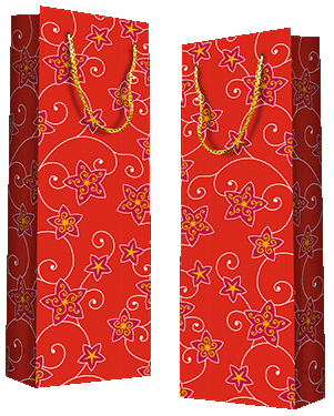 SH57464 SHOPPER CARTA PLASTIFICATA 12x9x39cm CHRISTMAS BOTTIGLIA 41283