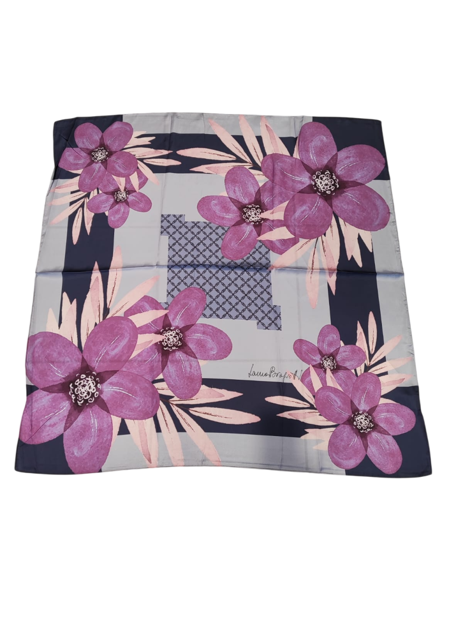 LB26W104-14 FOUL. FIORI CASTELLETTO BLU 90x90cm 55392