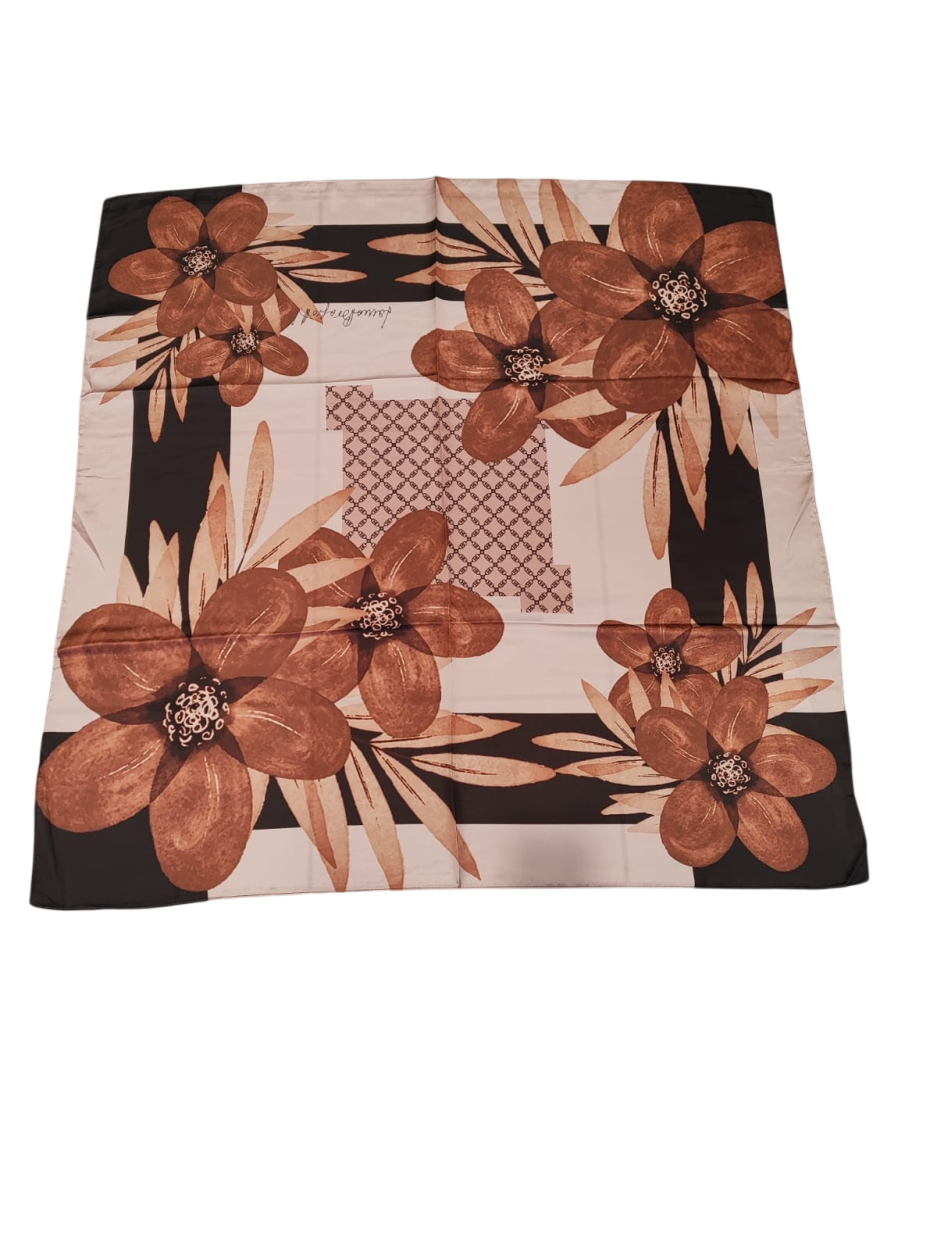 LB26W104-16 FOUL. FIORI CASTELLETTO MARRONE 90x90cm 55392