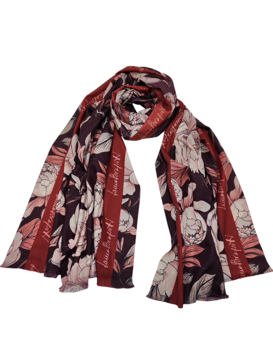 LB26W211-10 SC. FLOWERS BORDEAUX 80x180cm 55392