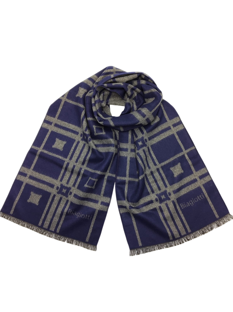 LB26W241-14 SC. UOMO JACQ QUADRI CASTEL. BLU 33x185cm 55392