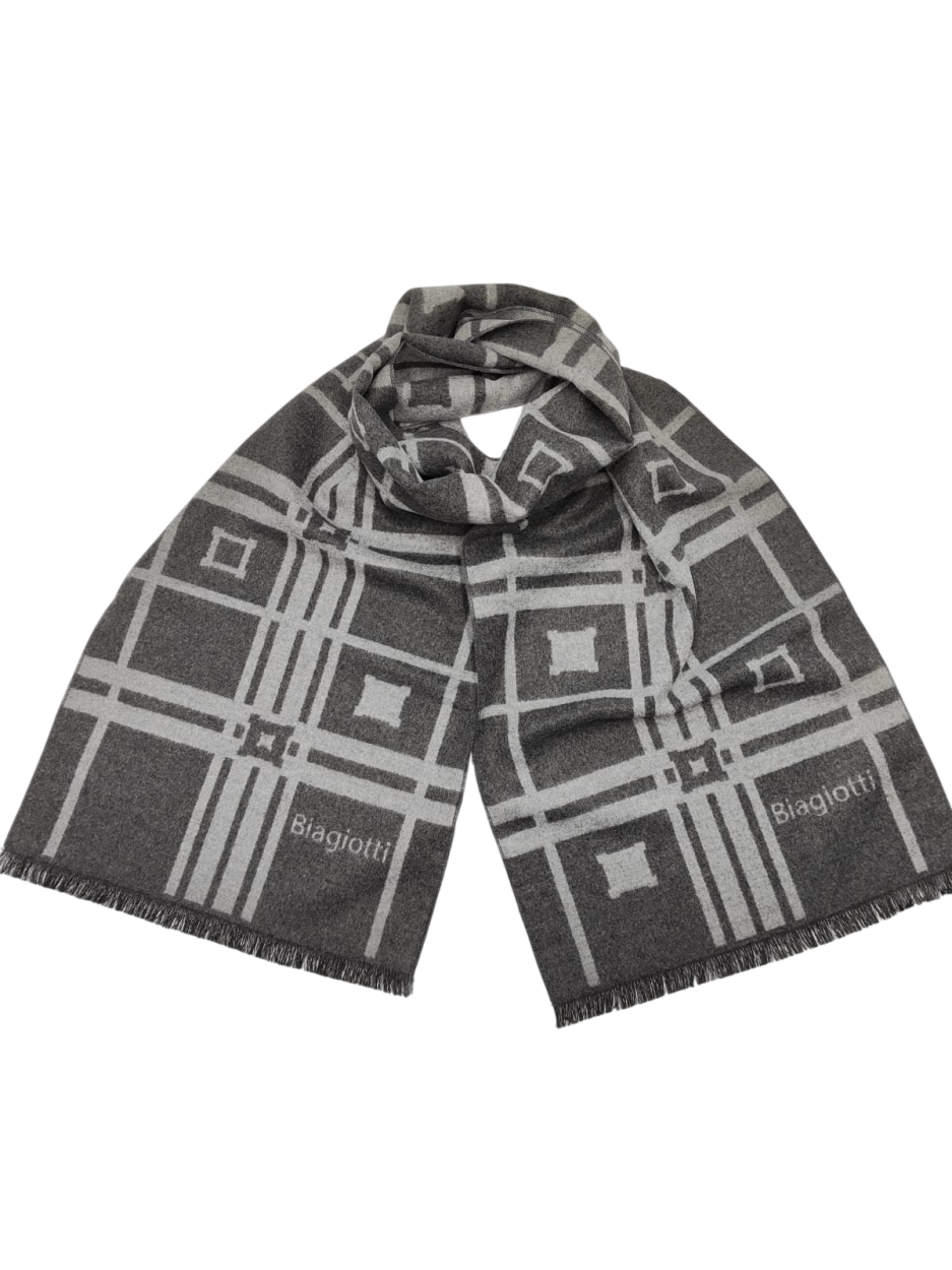 LB26W241-18 SC. UOMO JACQ QUADRI CAS. GRIGIO 33x185cm 55392