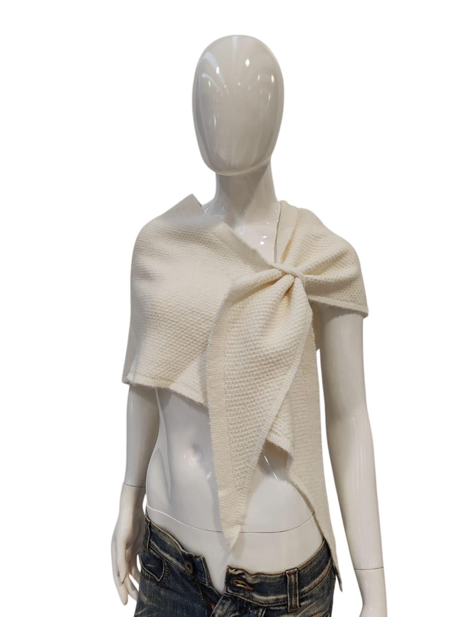 LB26W703-02 PONCHO ELEGANTE CON PASSANTE BIANCO 55392