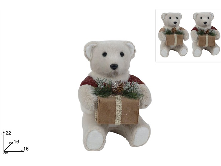 ORSO SEDUTO 22cm CON SACCHETTO DECORO 350479 40649