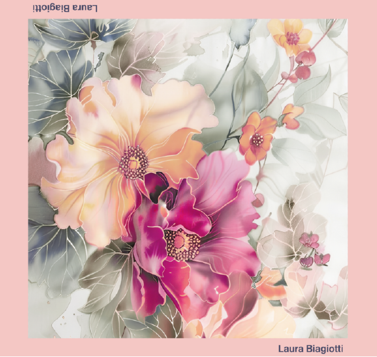 LB26S101-28 FOULARD FIORE ROMANTICO ROSA 53x53cm 55392 - Vista 2