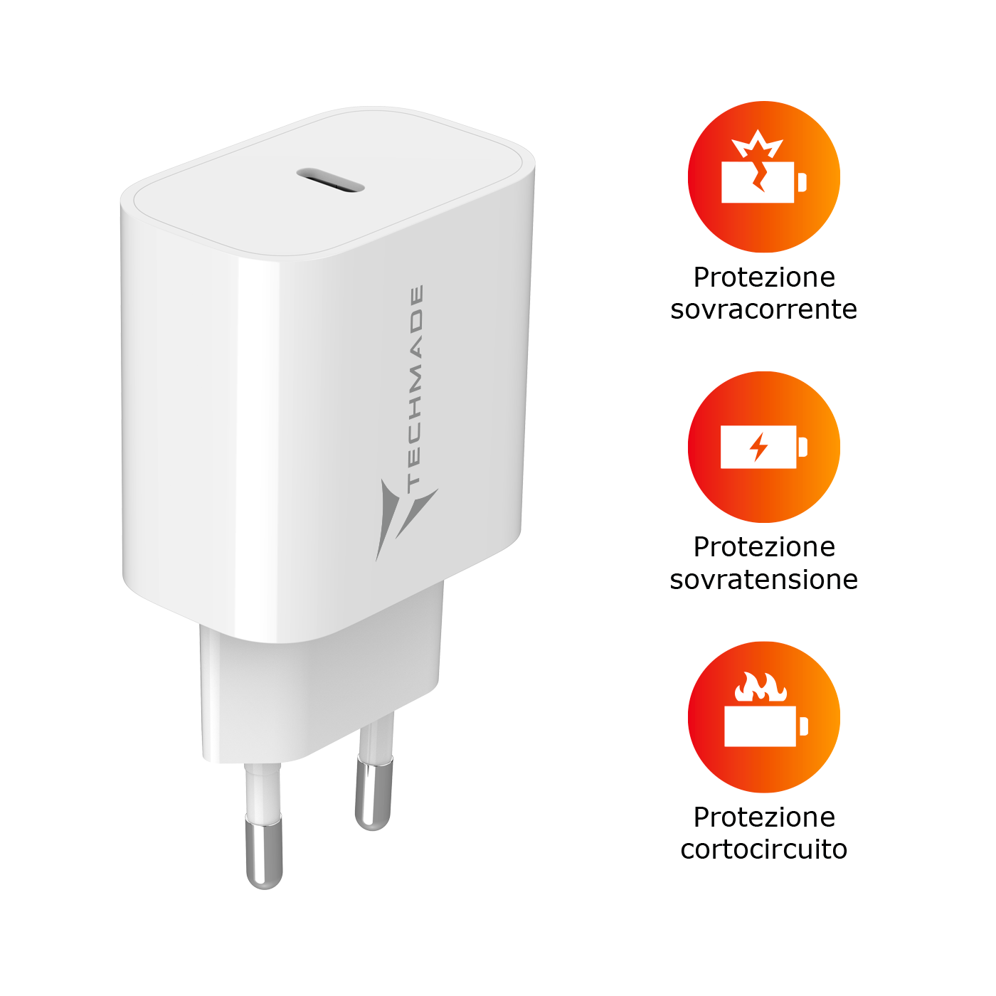 TM-381B TECHMADE CARICABATTERIE 20W CON UNA PORTA USB-C OUTPUT 41464 - Vista 5
