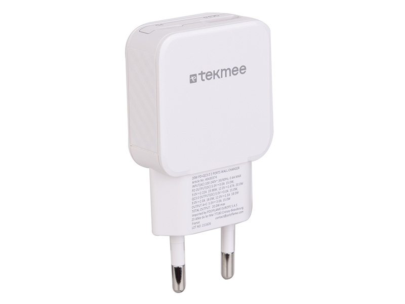TEKMEE 40W 1M TYPE C - TYPE C LASER CABLE 20 W 2 PORTS C + USB SLIM CHARGER 41187 - Vista 2