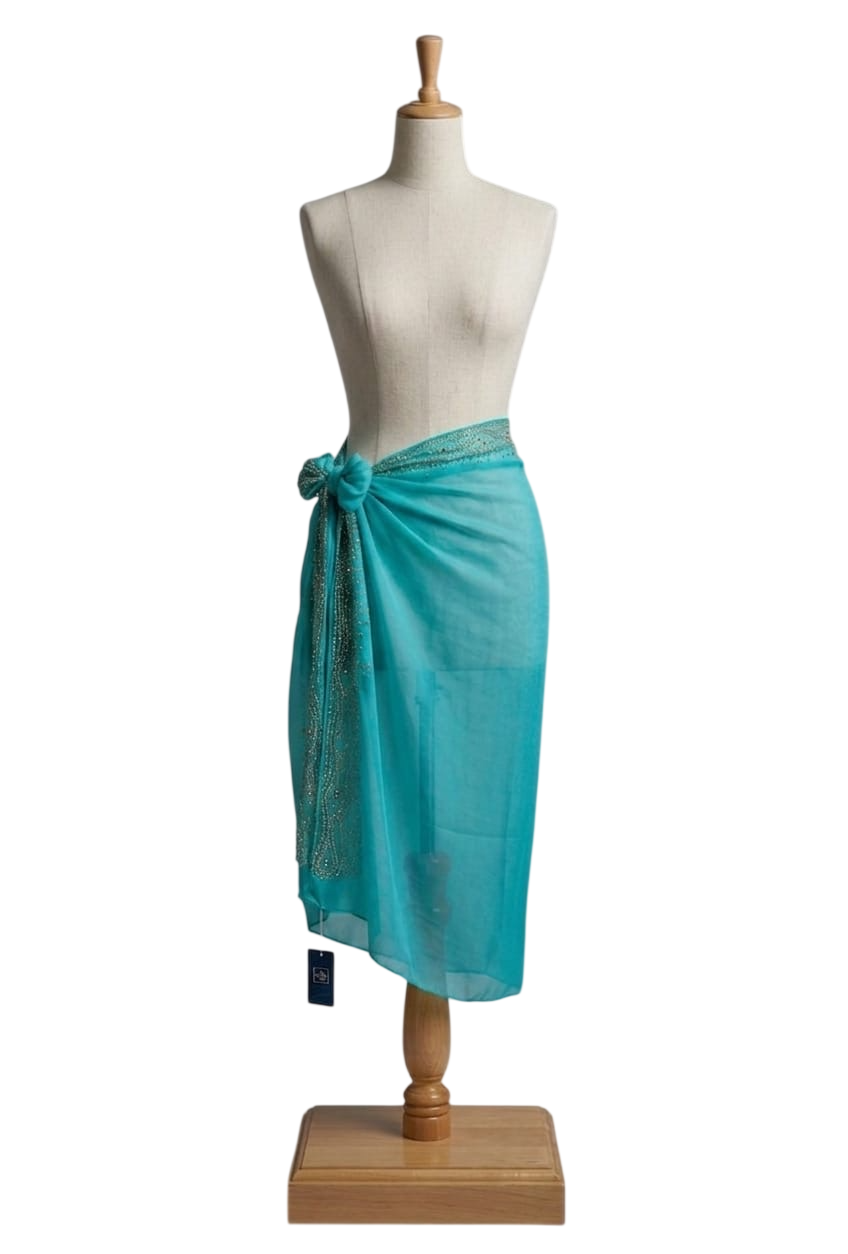 STOLA PAREO CHIFFON AQUA DI MARE 22502 - Vista 2