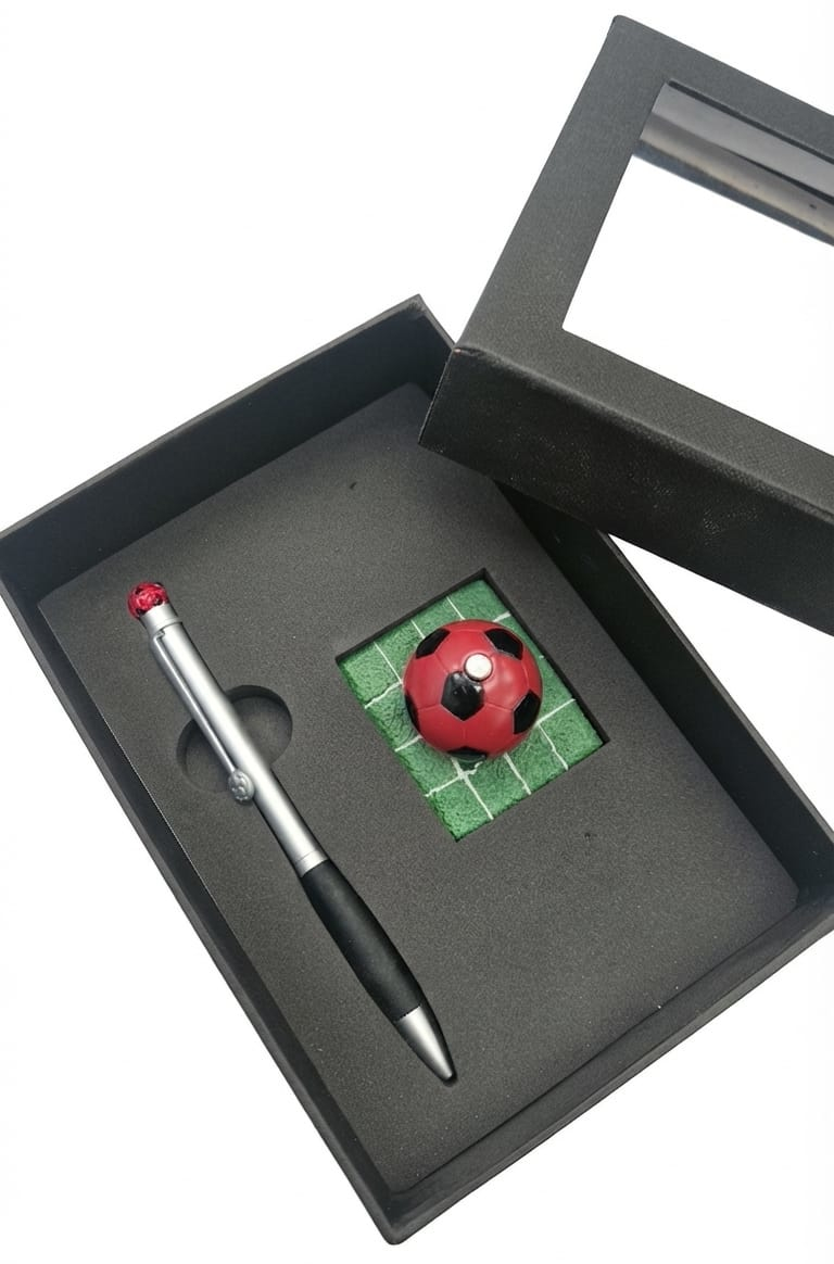PENNA CON PORTA PENNA PALLONE ROSSONERI 065807 654 - Vista 2