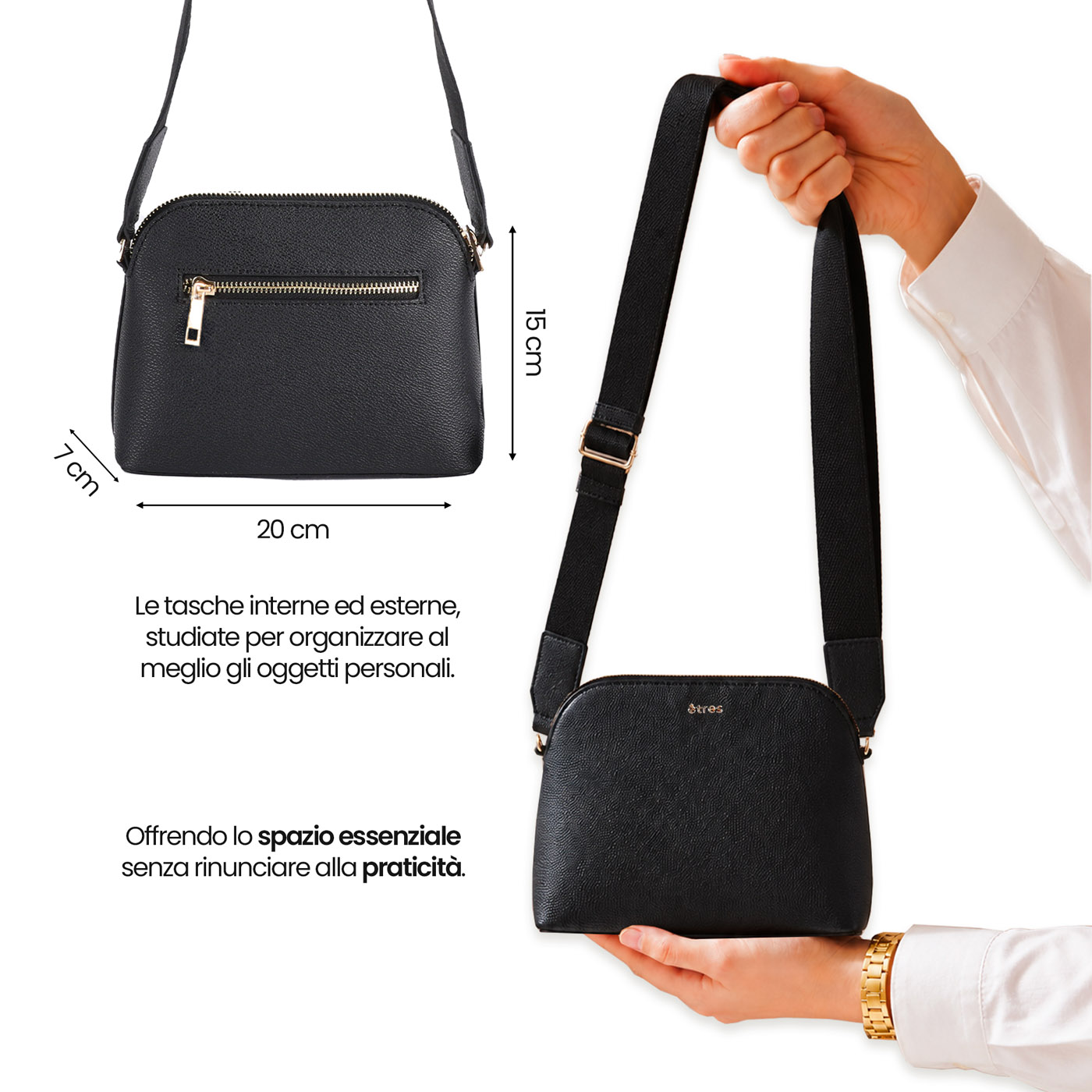 ET-AU001 ETRES BORSA DONNA HANDBAG BLACK CON RFID E TAG NON INCLUSO 41464 - Vista 5