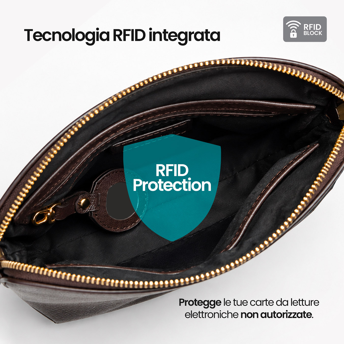 ET-AU002 ETRES BORSA DONNA HANDBAG BROWN CON RFID E TAG NON INCLUSO 41464 - Vista 2