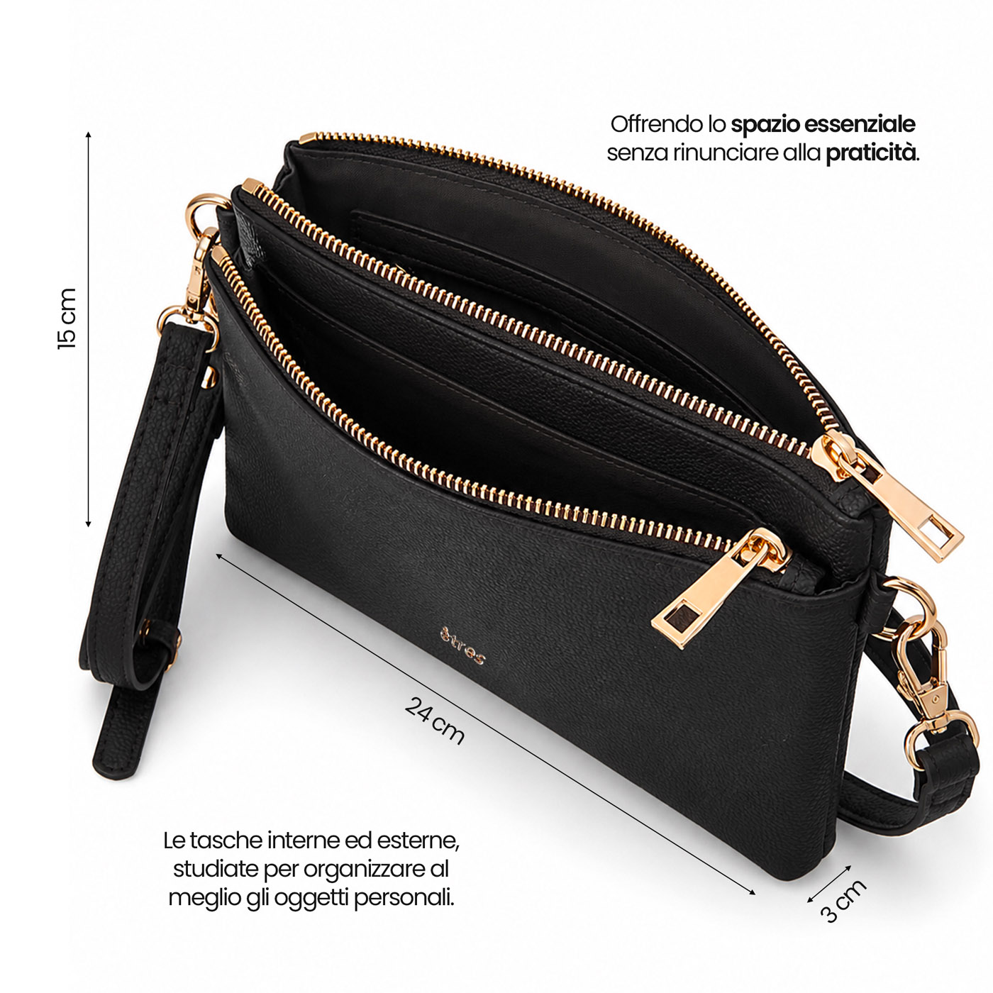 ET-BR001 ETRES BORSA DONNA HANDBAG BLACK CON RFID E TAG NON INCLUSO 41464 - Vista 5