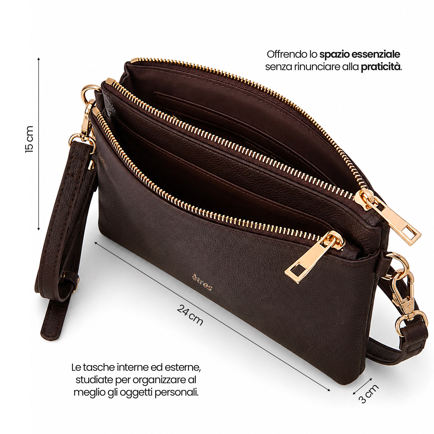 ET-BR002 ETRES BORSA DONNA HANDBAG BROWN CON RFID E TAG NON INCLUSO 41464 - Vista 5