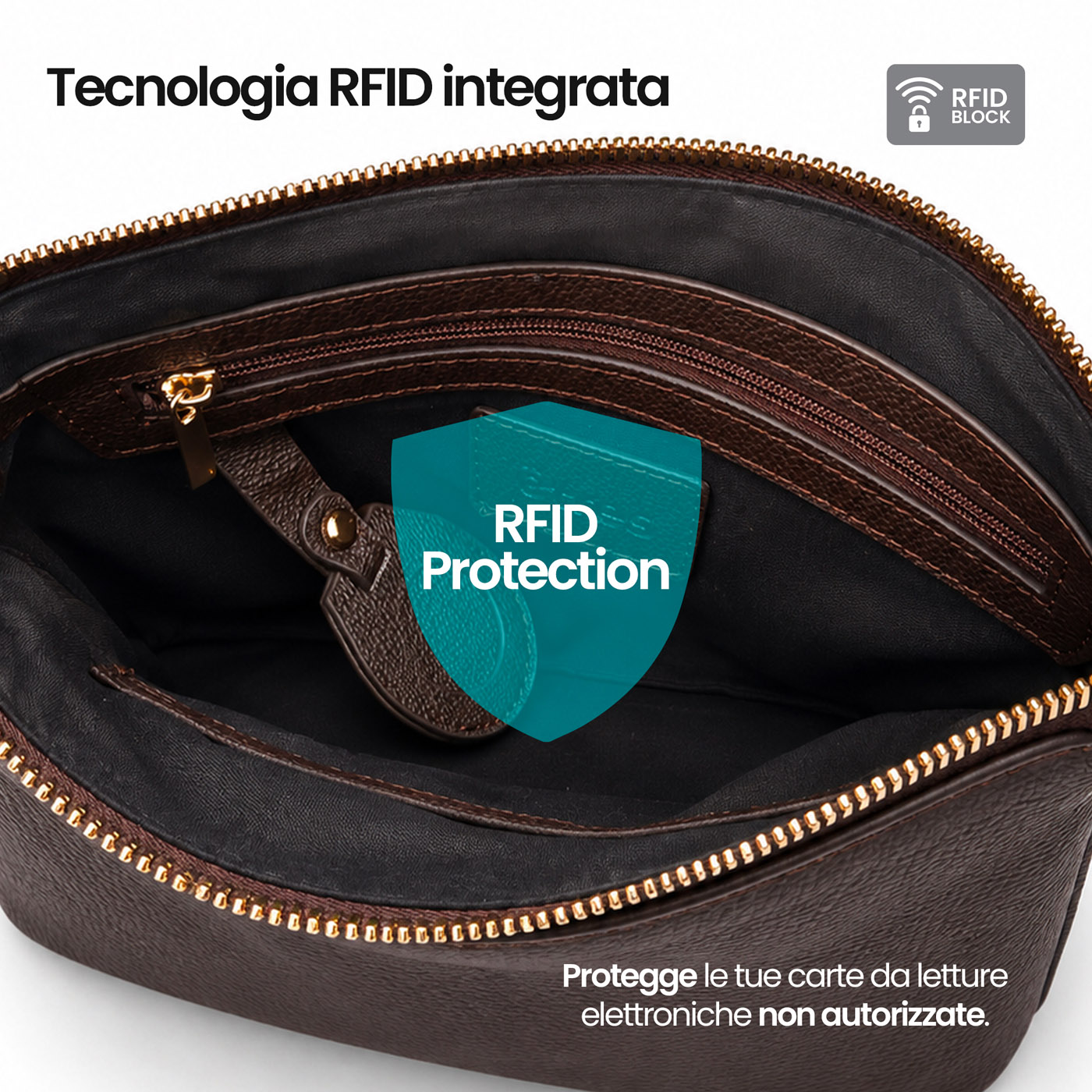 ET-BR002 ETRES BORSA DONNA HANDBAG BROWN CON RFID E TAG NON INCLUSO 41464 - Vista 2
