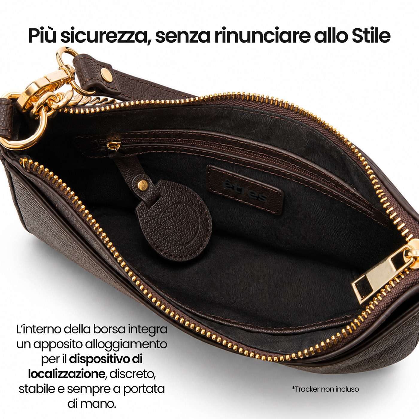 ET-LU002 ETRES BORSA DONNA HANDBAG BROWN CON RFID E TAG NON INCLUSO 41464 - Vista 4