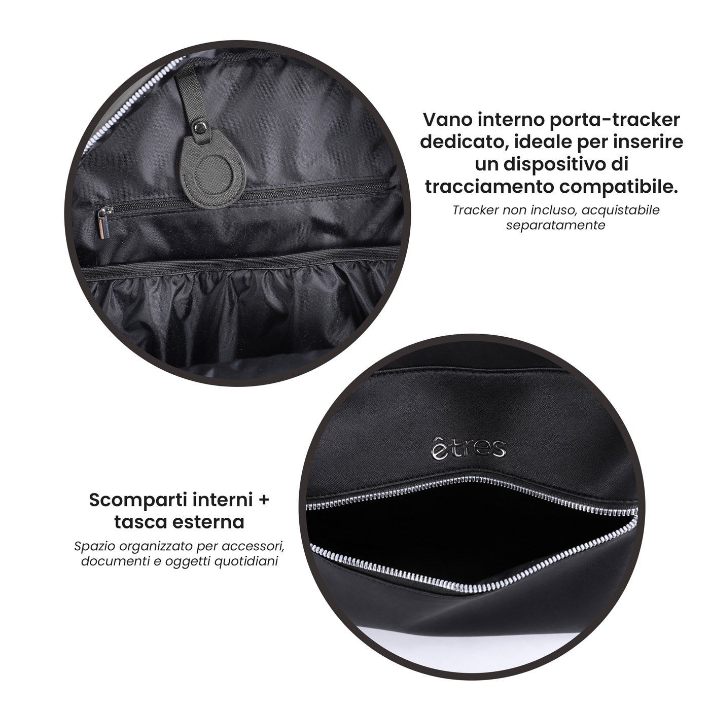 ET-AR001 ETRES ZAINO GLAM ARCUS BLACK CON RFID E TAG NON INCLUSO 41464 - Vista 3