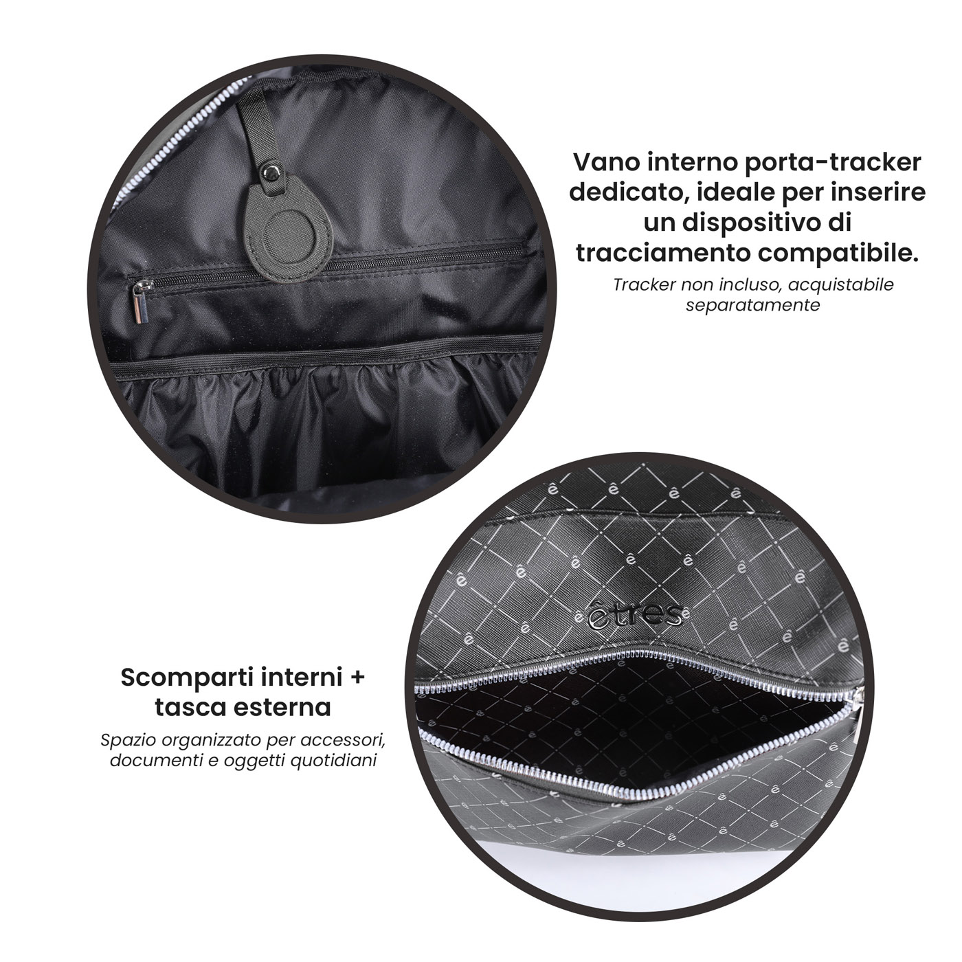 ET-AR002 ETRES ZAINO GLAM ARCUS BLACK PATTERN CON RFID E TAG NON INCLUSO 41464 - Vista 3