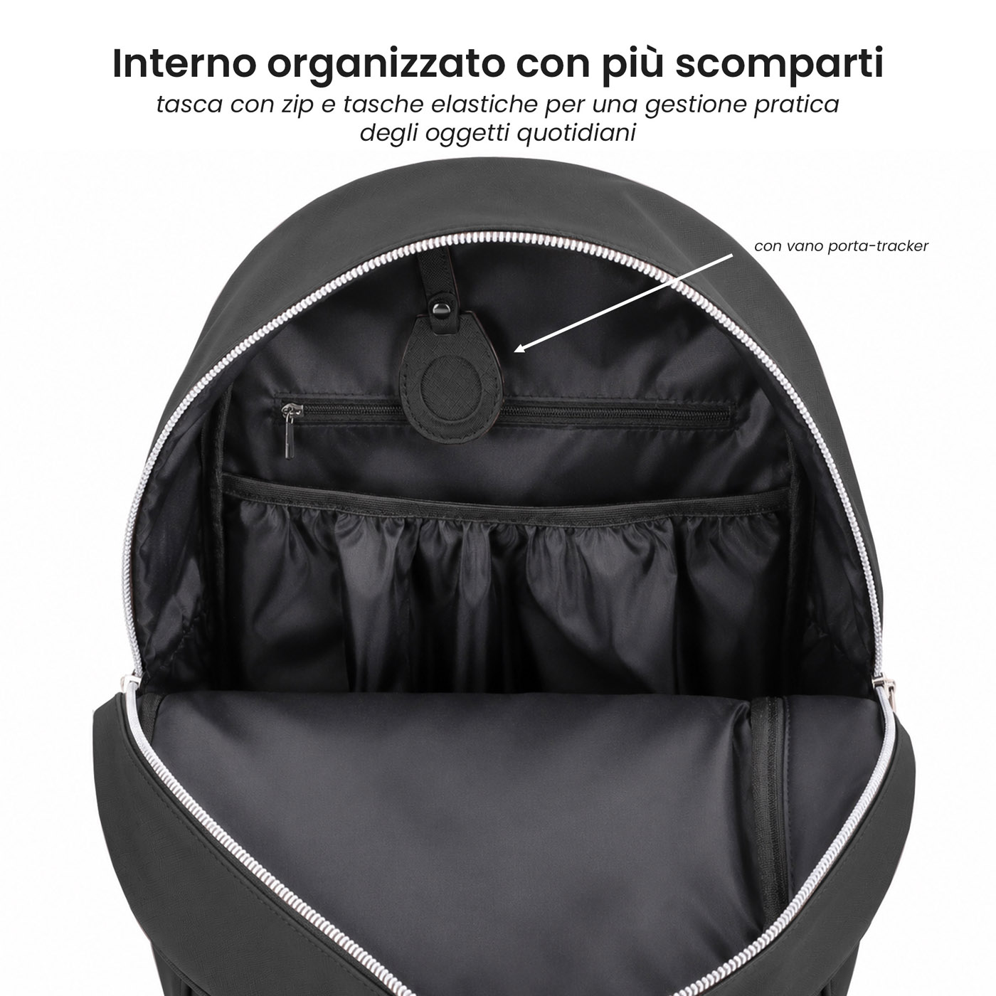 ET-AR002 ETRES ZAINO GLAM ARCUS BLACK PATTERN CON RFID E TAG NON INCLUSO 41464 - Vista 2