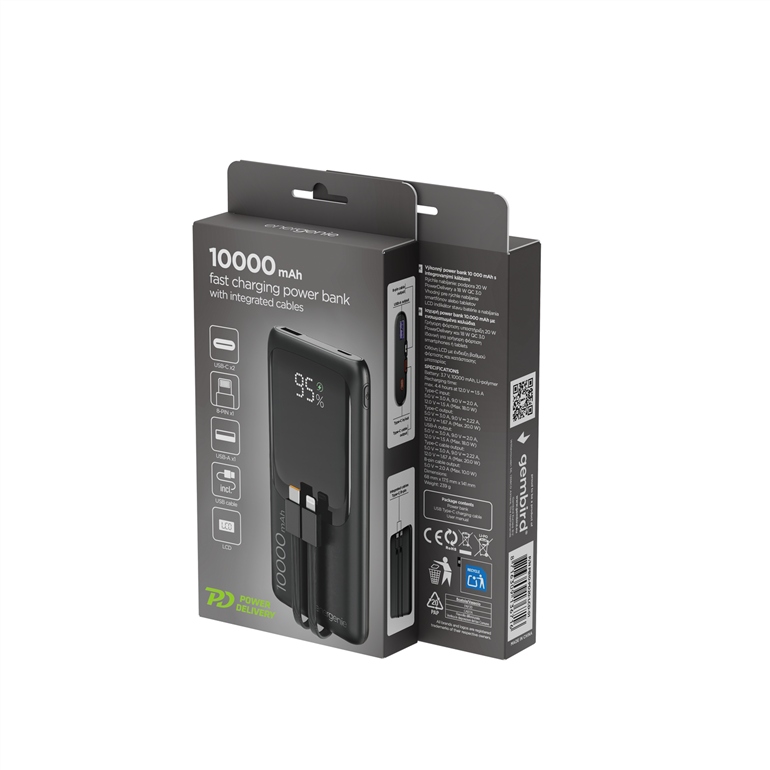 PB10-PD20-LCD-01 TECHMADE GEMBIRD POWERBANK RICARICA RAPIDA 20W 10000MAH NERO 41464 - Vista 8