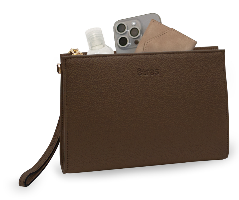 ET-HB008 ETRES HANDBAG BROWN-GOLD IN SIMILPELLE CON ZIP E TRACOLLA 41464 - Vista 2