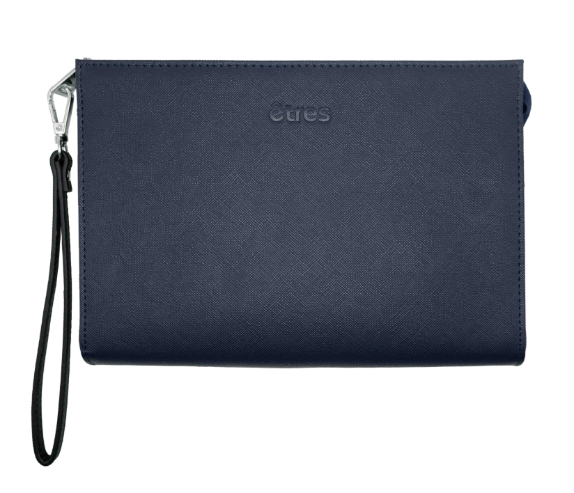 ET-HB013 ETRES HANDBAG SAFFIANO BLUE-SILVER IN SIMILPELLE CON ZIP E TRAC 41464 - Vista 5