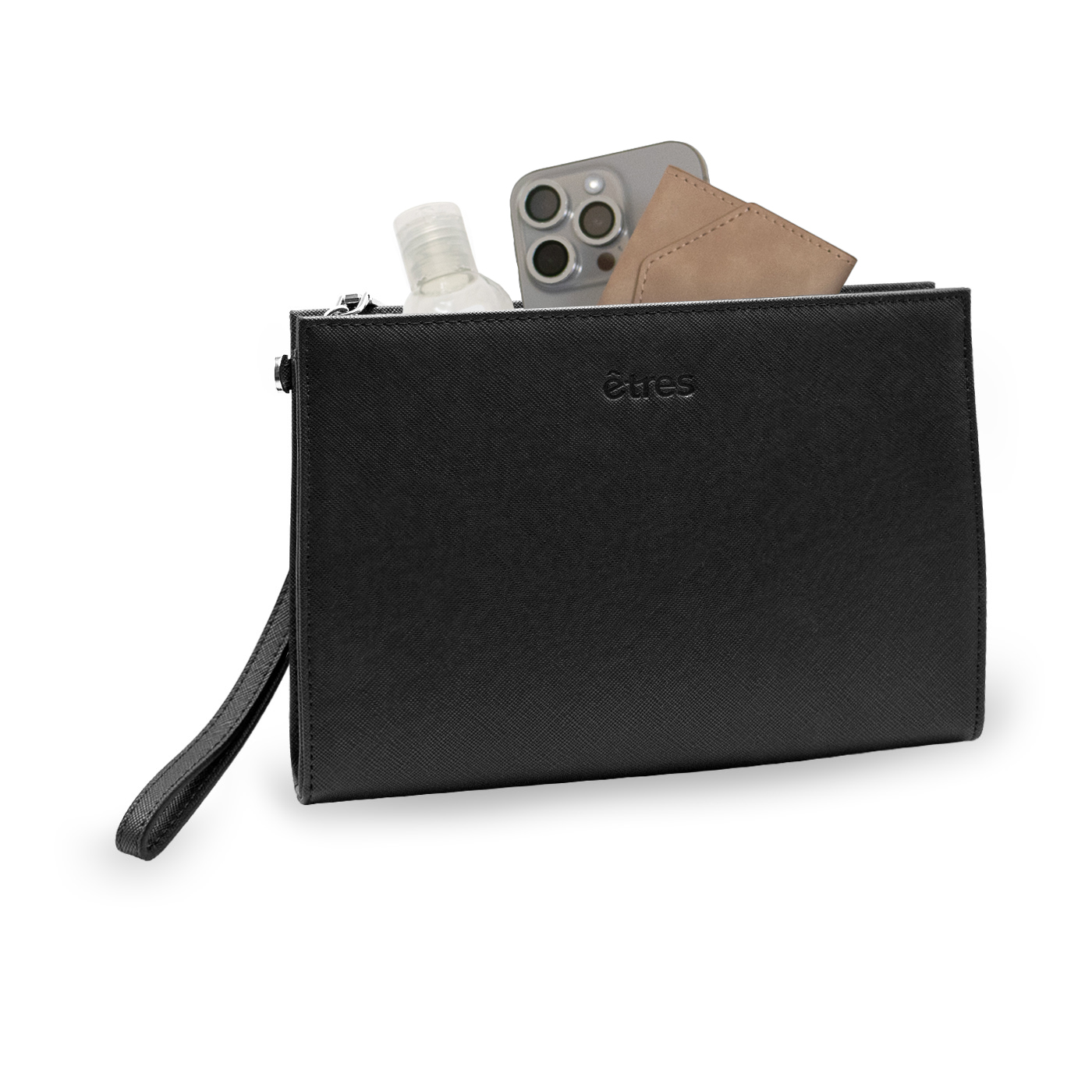 ET-HB014 ETRES HANDBAGS SAFFIANO BLACK-SILVER IN SIMILPELLE CON ZIP E TRAC 41464 - Vista 6