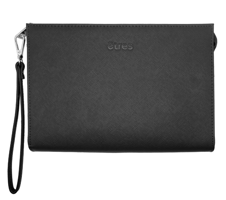 ET-HB014 ETRES HANDBAGS SAFFIANO BLACK-SILVER IN SIMILPELLE CON ZIP E TRAC 41464 - Vista 5