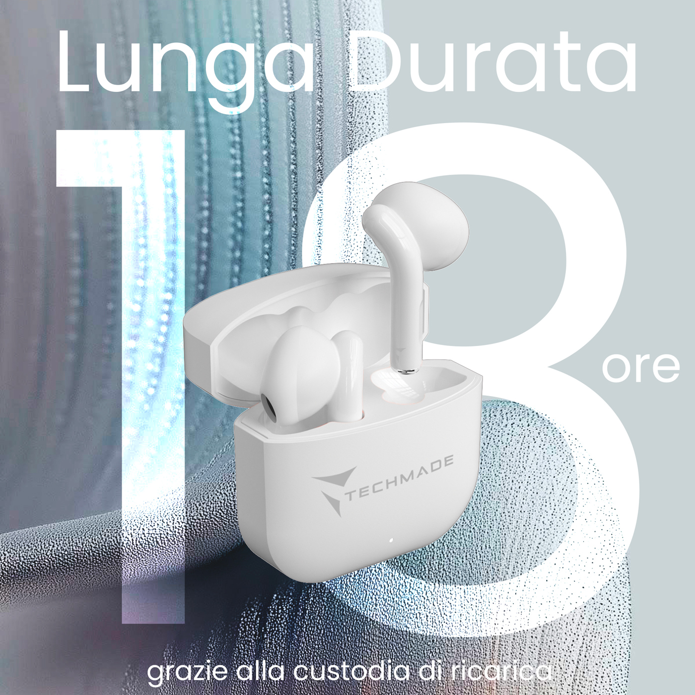 TM-XM201AI-WH TECHMADE AURICOLARI SENZA FILO CON BOX DI RICARICA CON AI BIANCHI 41464 - Vista 4