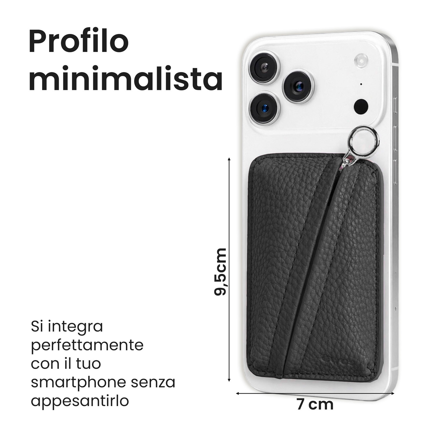 ET-MC001 ETRES PORTA MONETE DESIGN RETTANGOLARE COMPATTO MAGSAFE BLACK 41464 - Vista 5