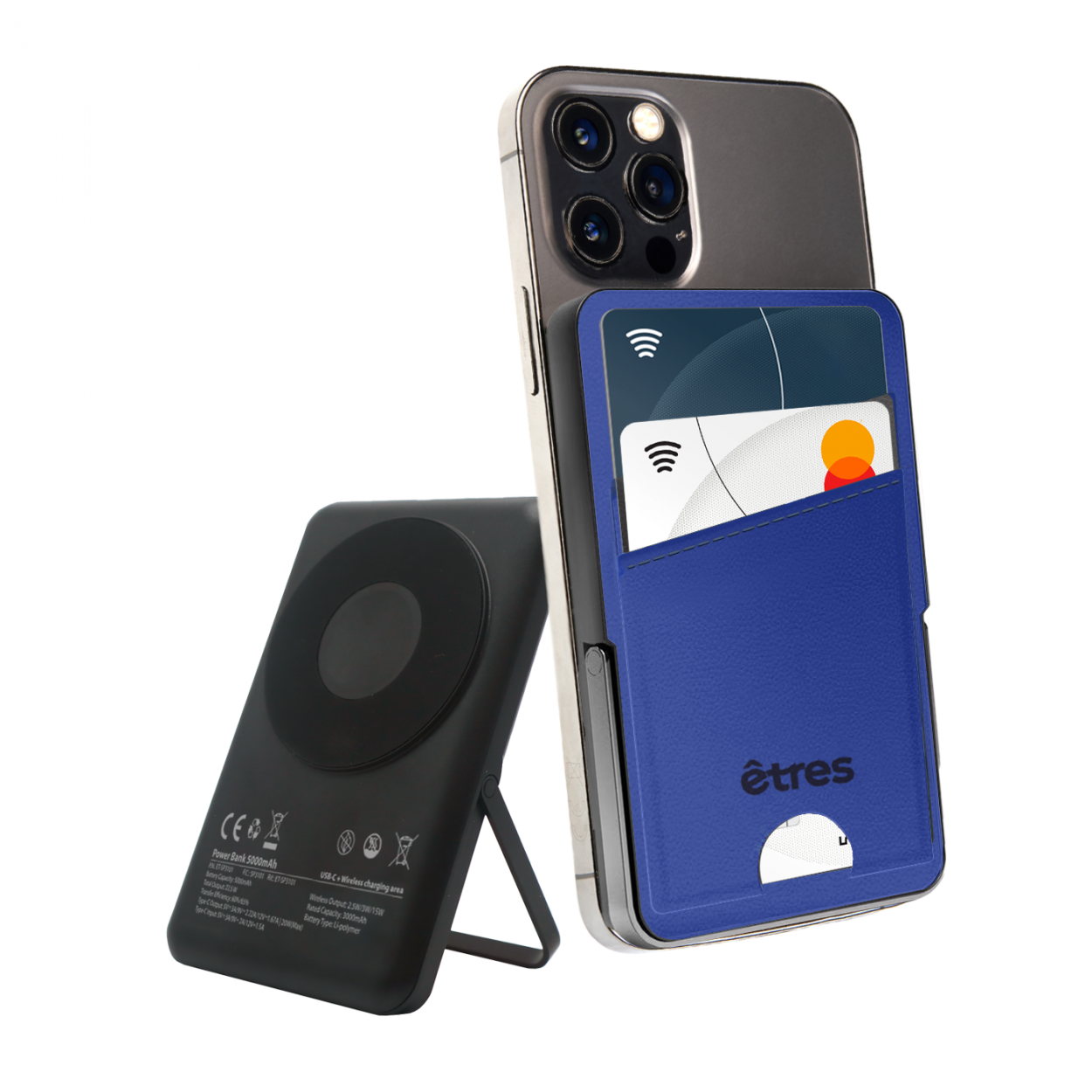 ET-SP3101-BL ETRES POWERBANK WIRELESS 5000 mah CON PORTACARTE 41464