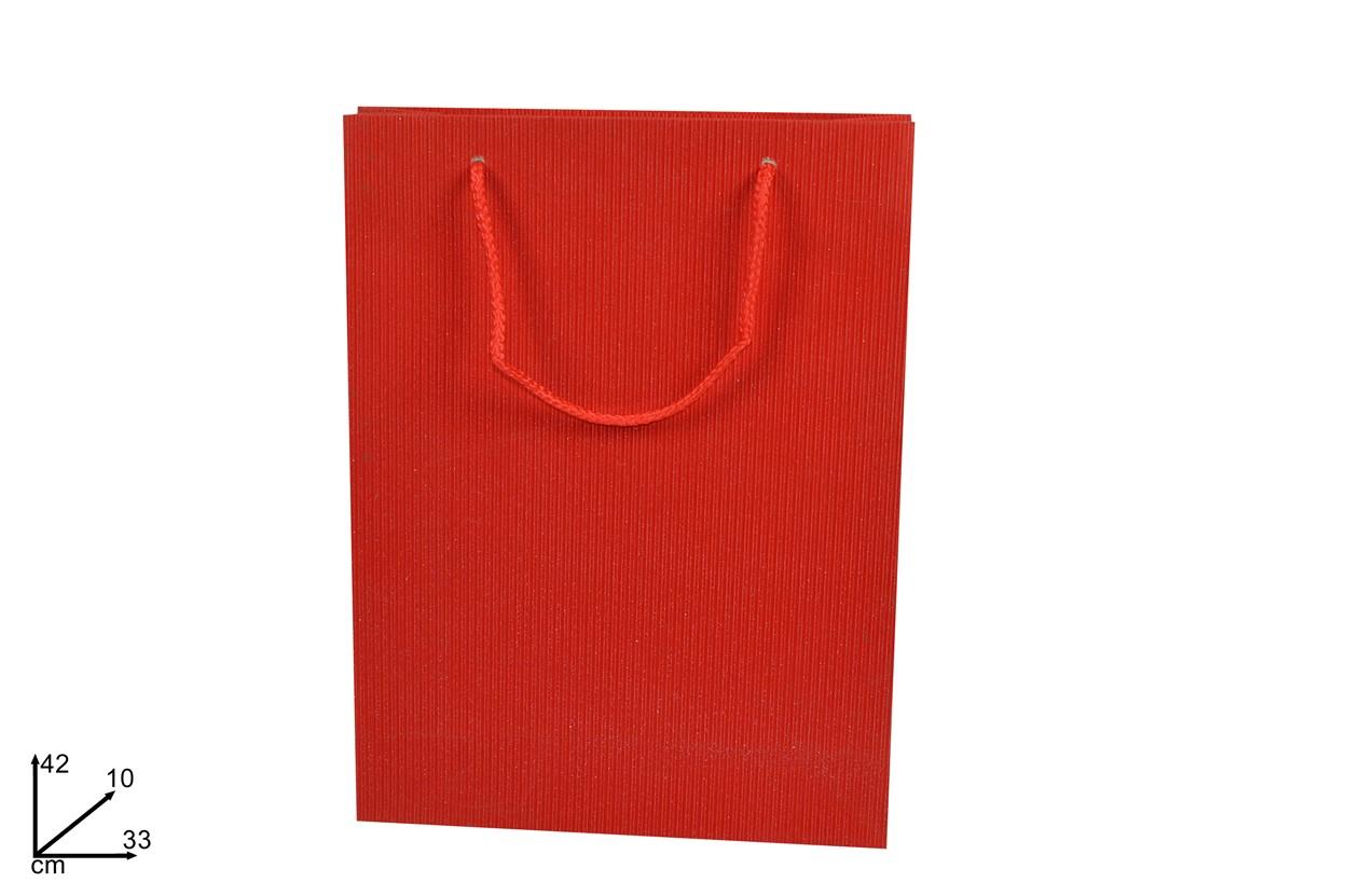 BUSTA REGALO RIGATA LUCIDA ROSSO 457746