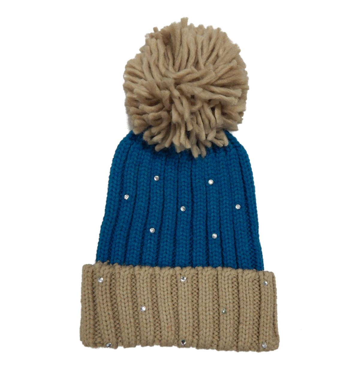 CAPPELLO 4520753 FASCIATO PONPON STRASS 351 BEIGE/AVION