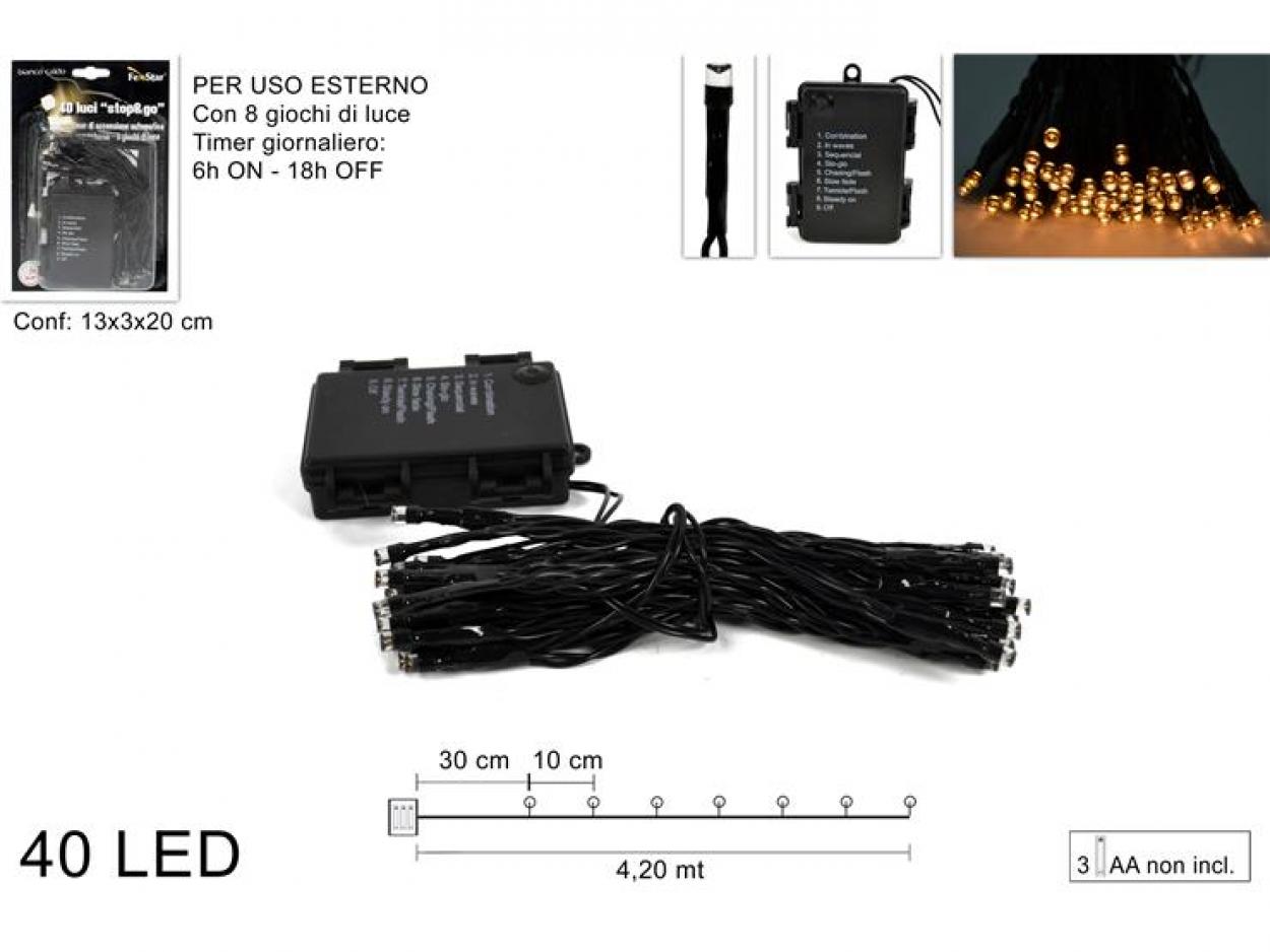 LUCI 40LED BATTERIE 8GIOCHI C/TIMER 625695 40649