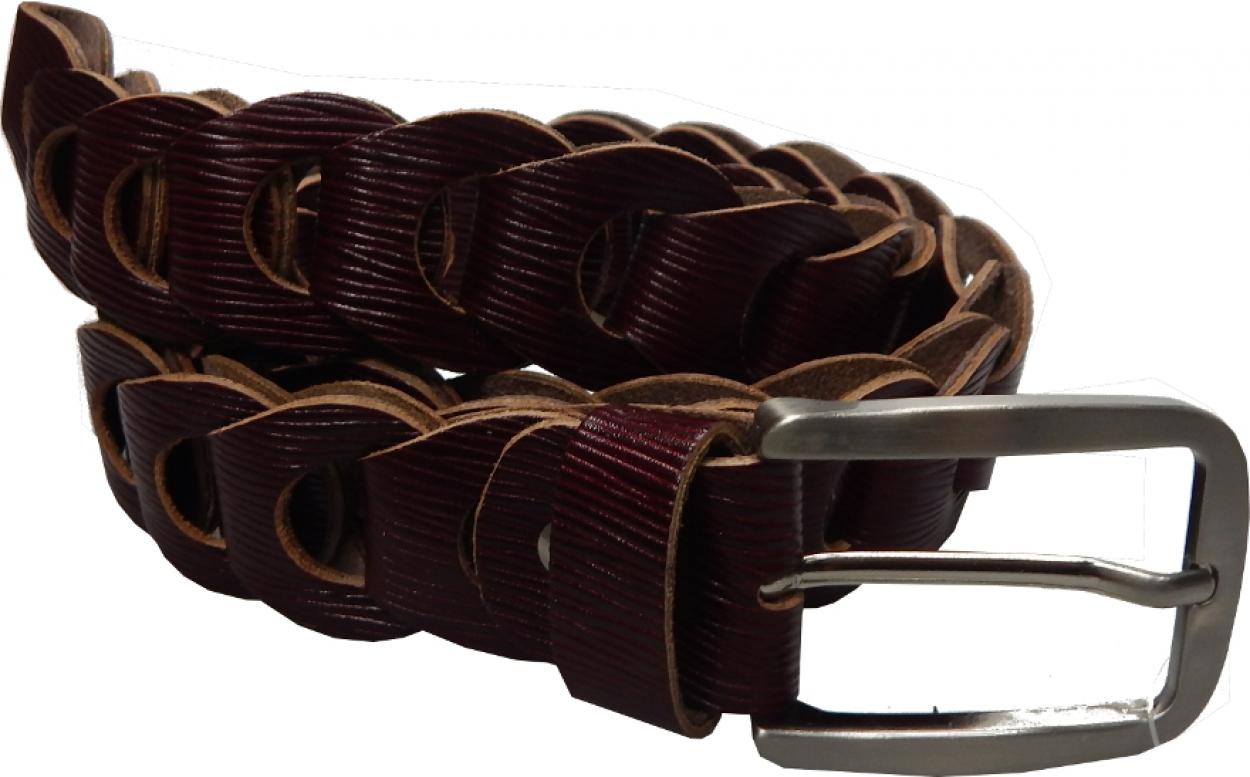 CINTURA IN PELLE P35/OTTO/23 (RIGATO BORDEAUX)