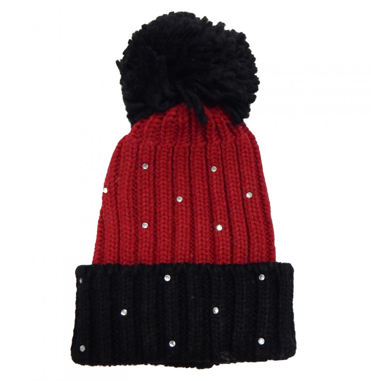 CAPPELLO 4520753 FASCIATO PONPON STRASS 351 NERO/ROSSO