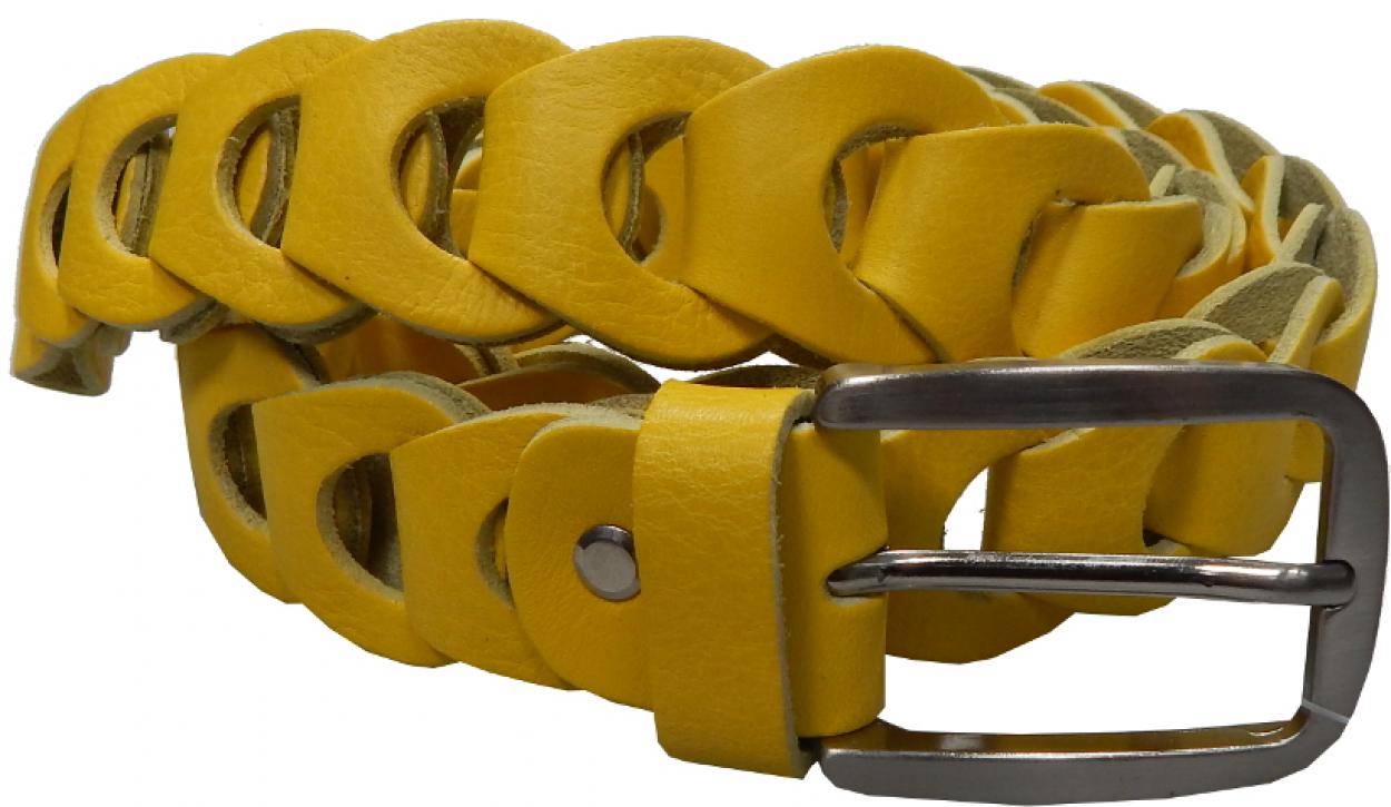 CINTURA IN PELLE P35/OTTO/23 (GIALLO)