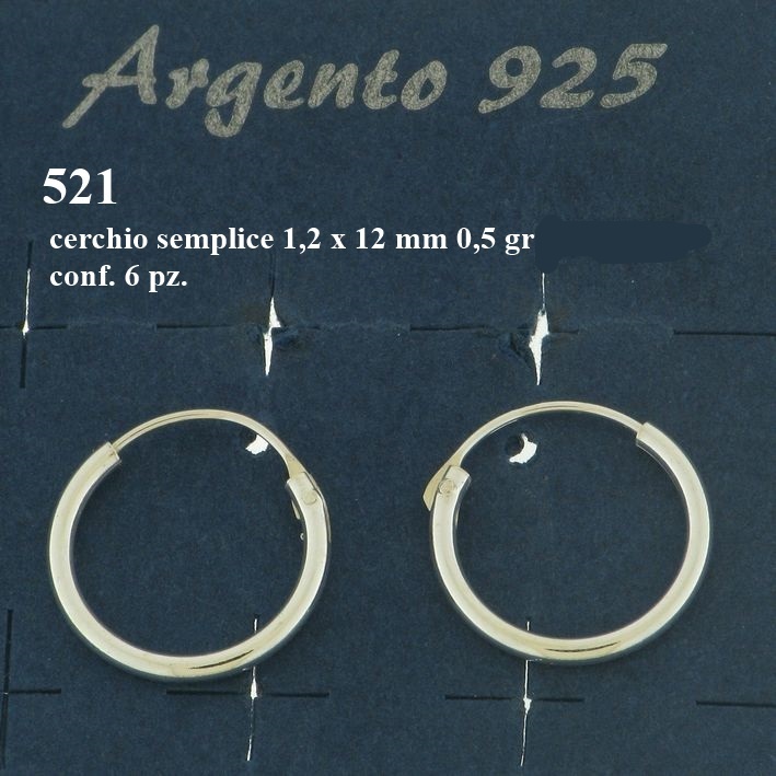 OR0521 CERCHIO DA LOBO CANNA TUBOLARE mm 1,2x12 ARGENTO 57992