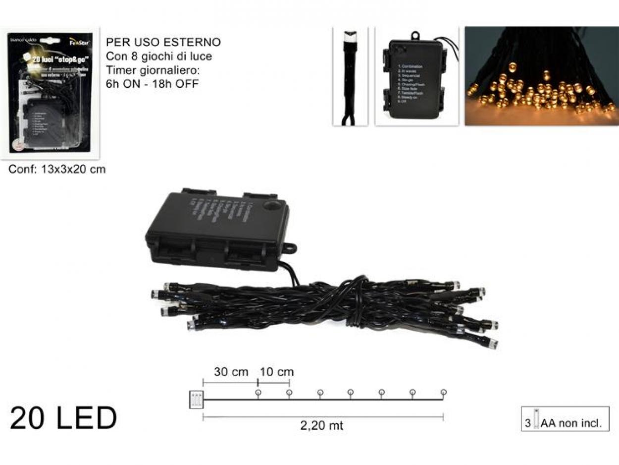 LUCI 20LED BATTERIE 8GIOCHI C/TIMER 625657 40649