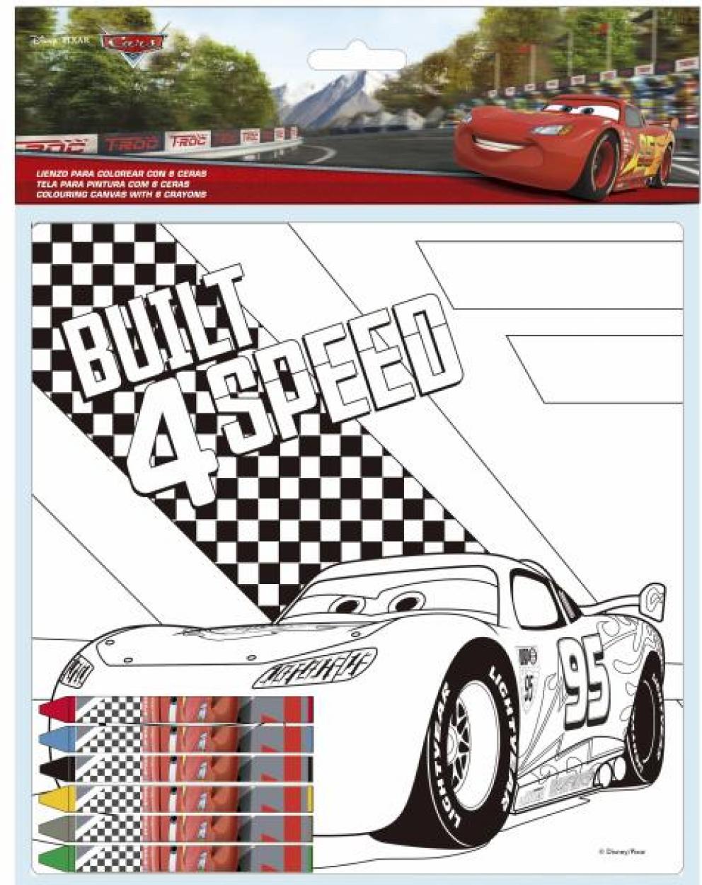 AST5722 TELA DA COLORARE 20x20 + 6 PASTELLI A CERA CARS