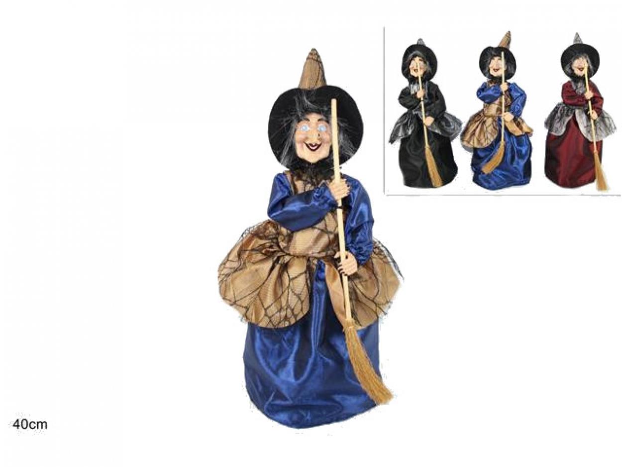 BEFANA 40CM CON TESSUTO RAGNATELA E RASO 641985